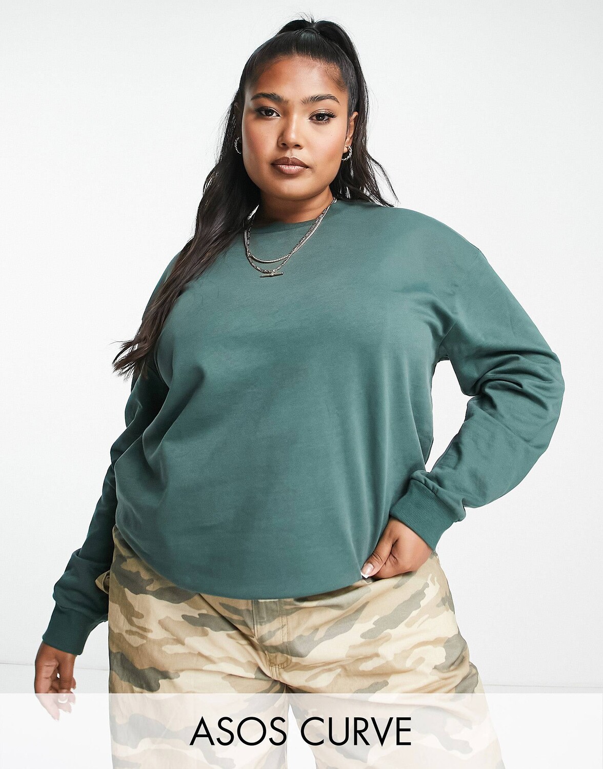 

Темно-бирюзовый свитшот ASOS DESIGN Curve