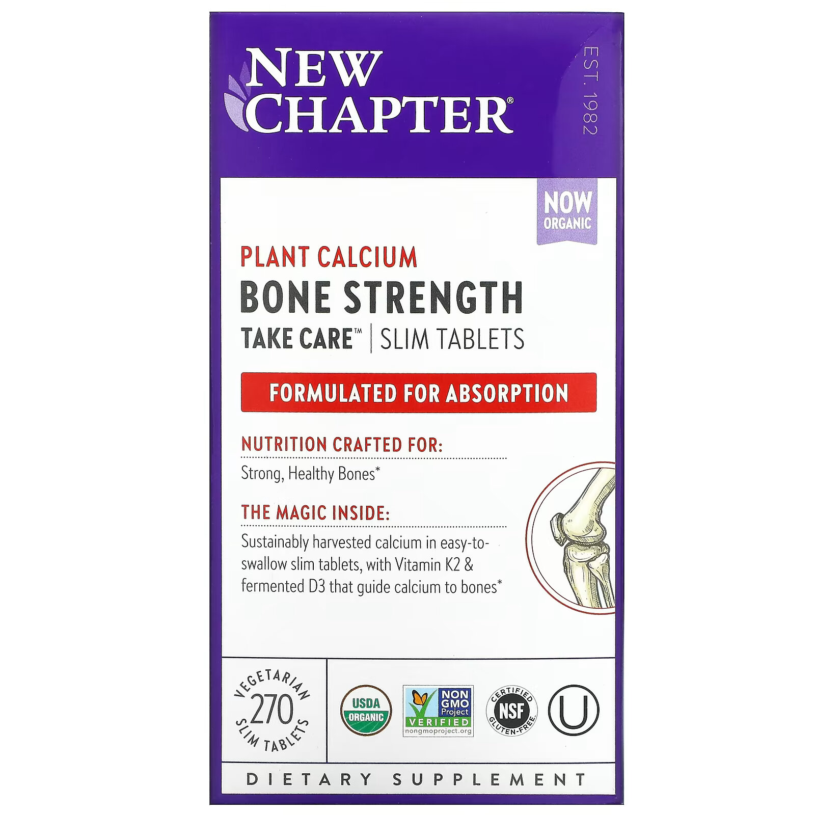 New Chapter, Bone Strength Take Care, 270 тонких вегетарианских таблеток растительный кальций new chapter take care для укрепления костей 180 вегетарианских тонких таблеток