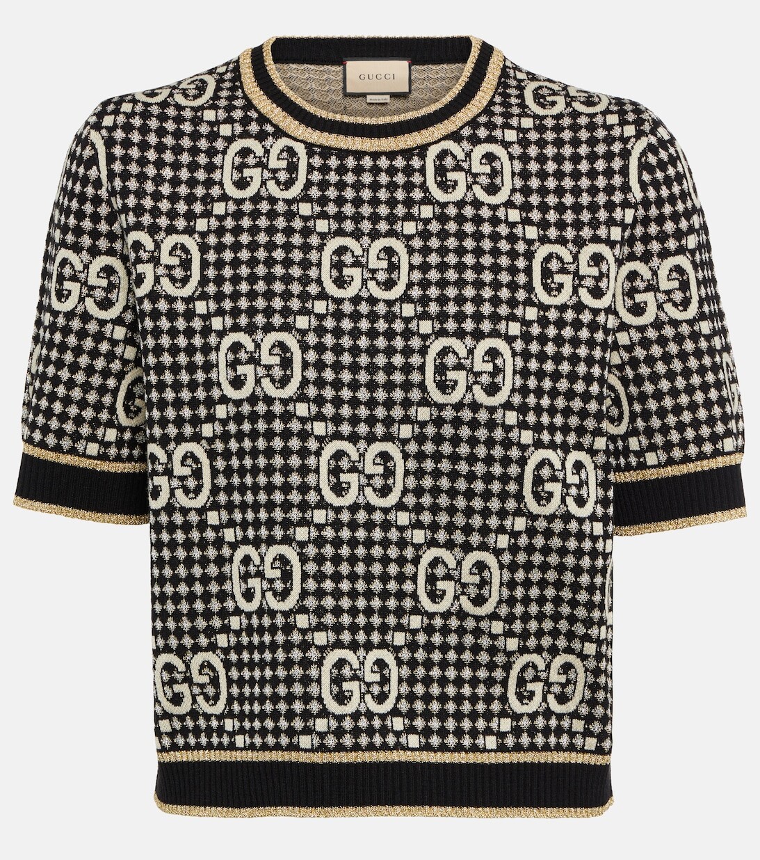 

Жаккардовый топ с логотипом GG Gucci, черный