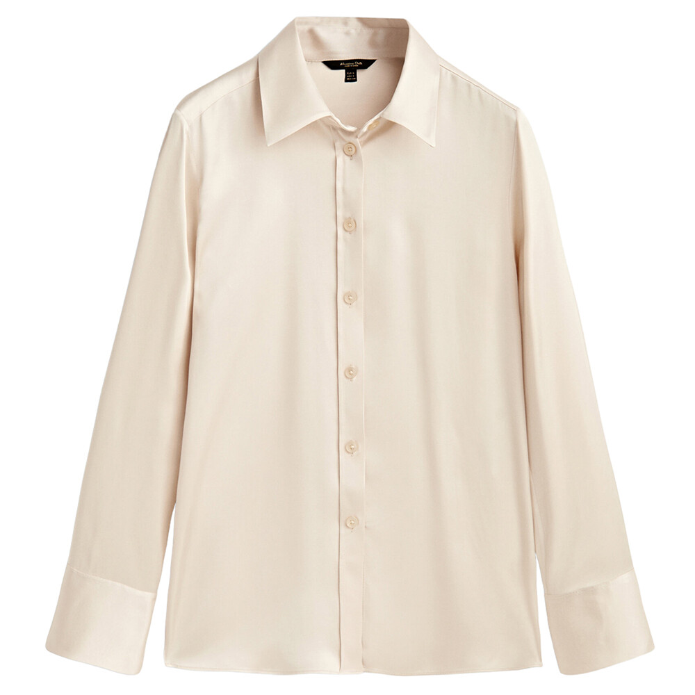 

Рубашка Massimo Dutti Satin With Cut-out Details, бежево-кремовый