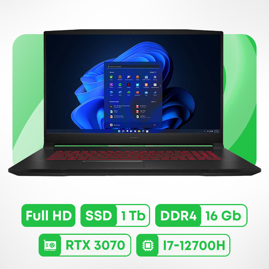 

Игровой ноутбук MSI Katana GF76, 17.3" FHD, 16ГБ/1ТБ, i7-12700H, RTX 3070, черный, английская клавиатура