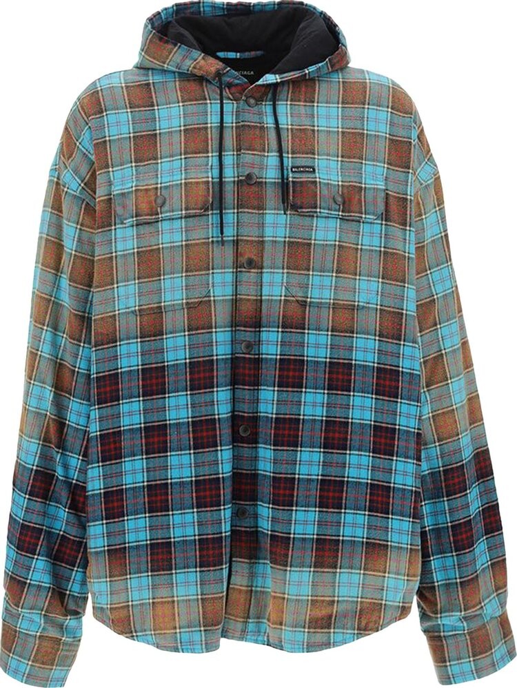 

Рубашка Balenciaga Bleached Shirt 'Turquoise/Red', синий