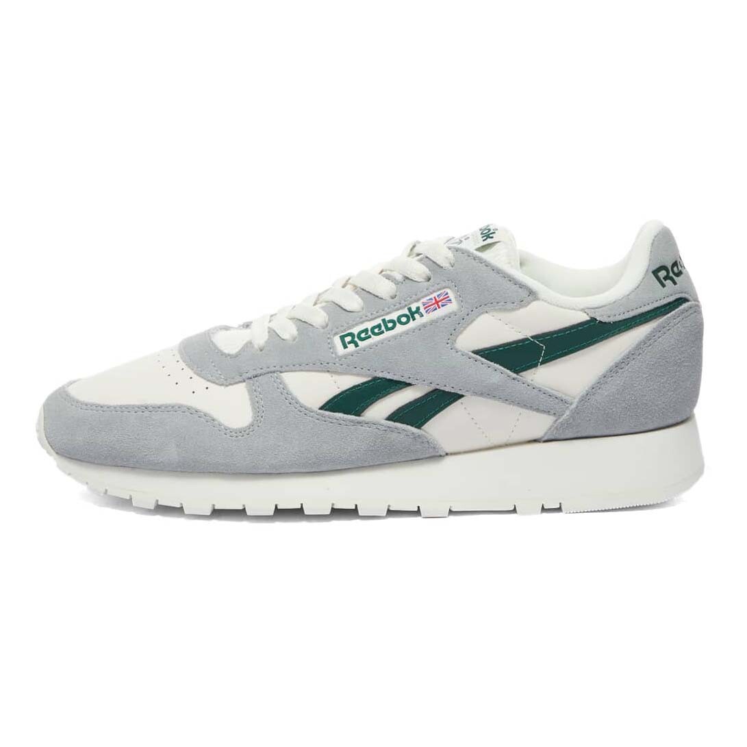 Кроссовки Reebok Classic Leather, серый/темно-зеленый/белый – купить по ...