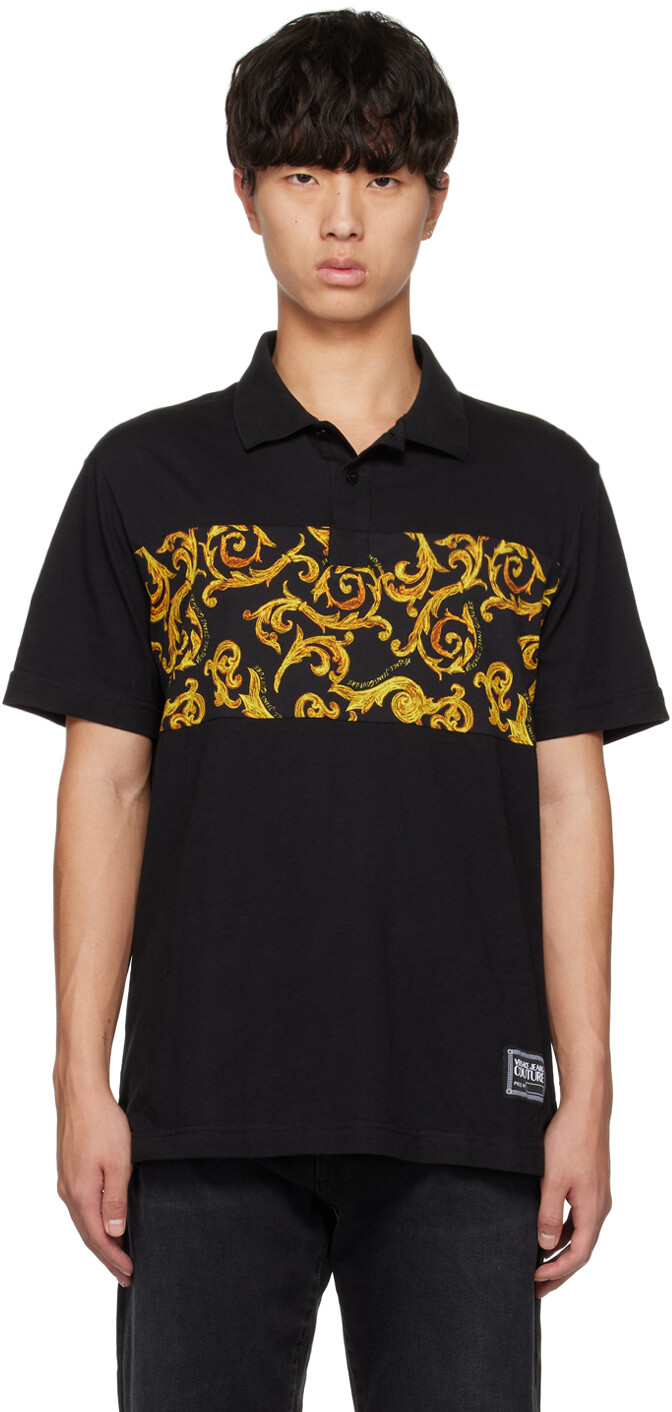 

Черно-золотая футболка-поло Barocco Versace Jeans Couture, Черный