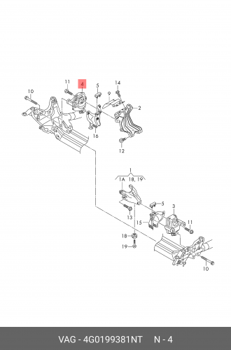 Опора двигателя L VAG 4G0 199 381 NT