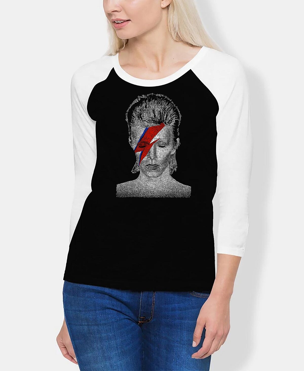 

Женский реглан david bowie aladdin sane word art LA Pop Art, черный