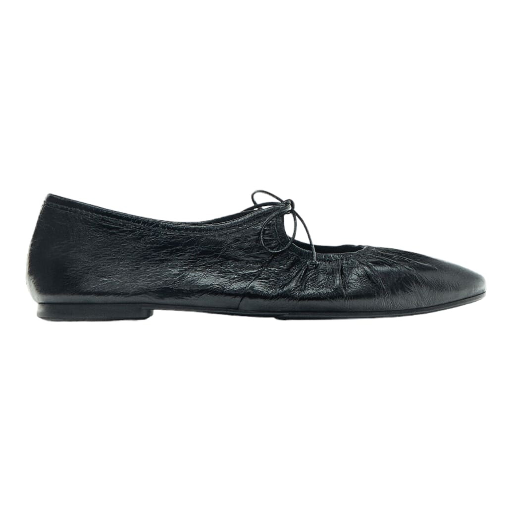 

Балетки Massimo Dutti Tied Leather, черный