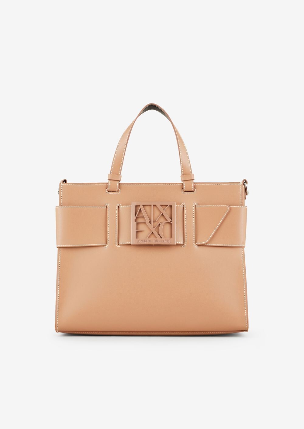 

Большая сумка-тоут с двумя ручками Armani Exchange, кэмел