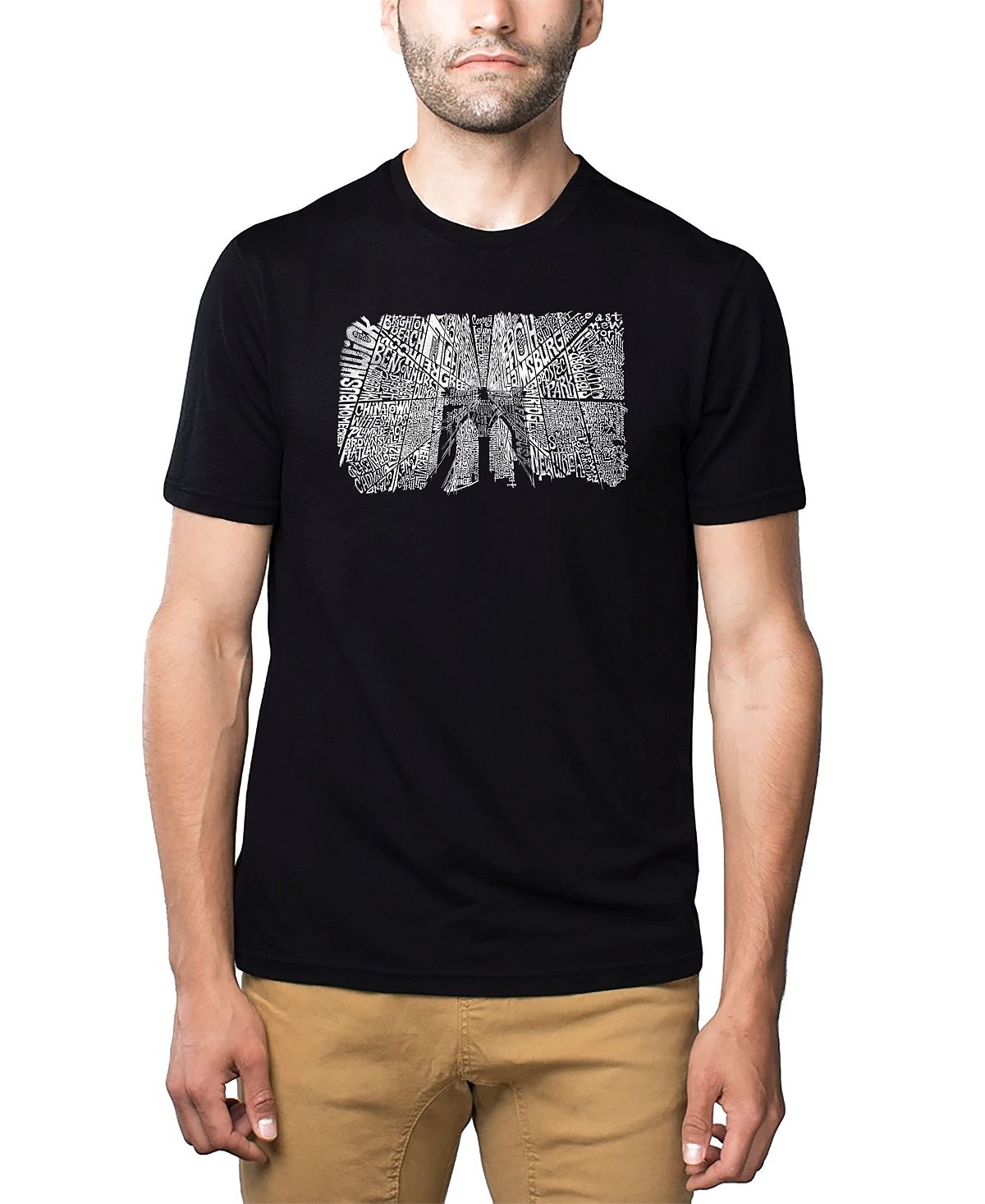 Мужская футболка premium blend word art - бруклинский мост LA Pop Art, черный