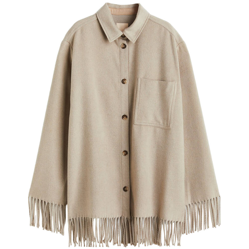 

Рубашка H&M Fringe-trimme, серо-коричневый