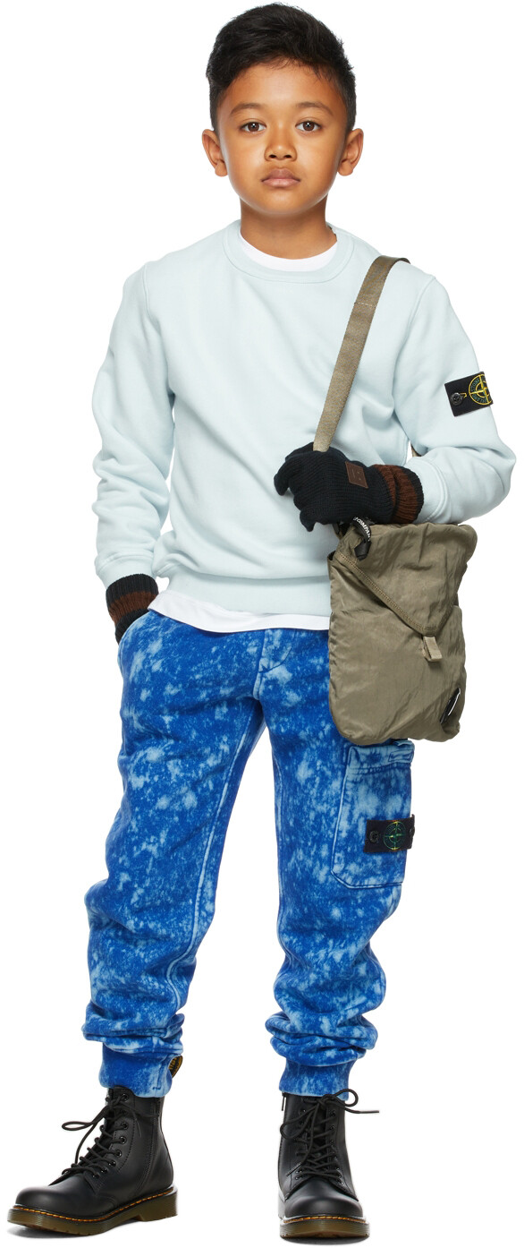 

Детские синие перекрашенные брюки для отдыха Stone Island Junior