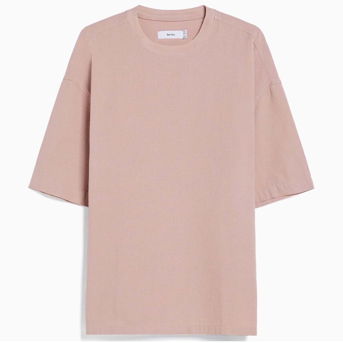 

Футболка Bershka Rustic Effect Short Sleeve, пудрово-розовый