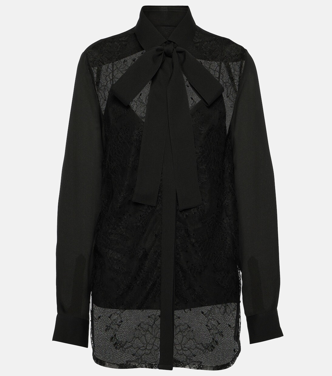 

Блуза из смесового шелка с кружевной отделкой Elie Saab, черный