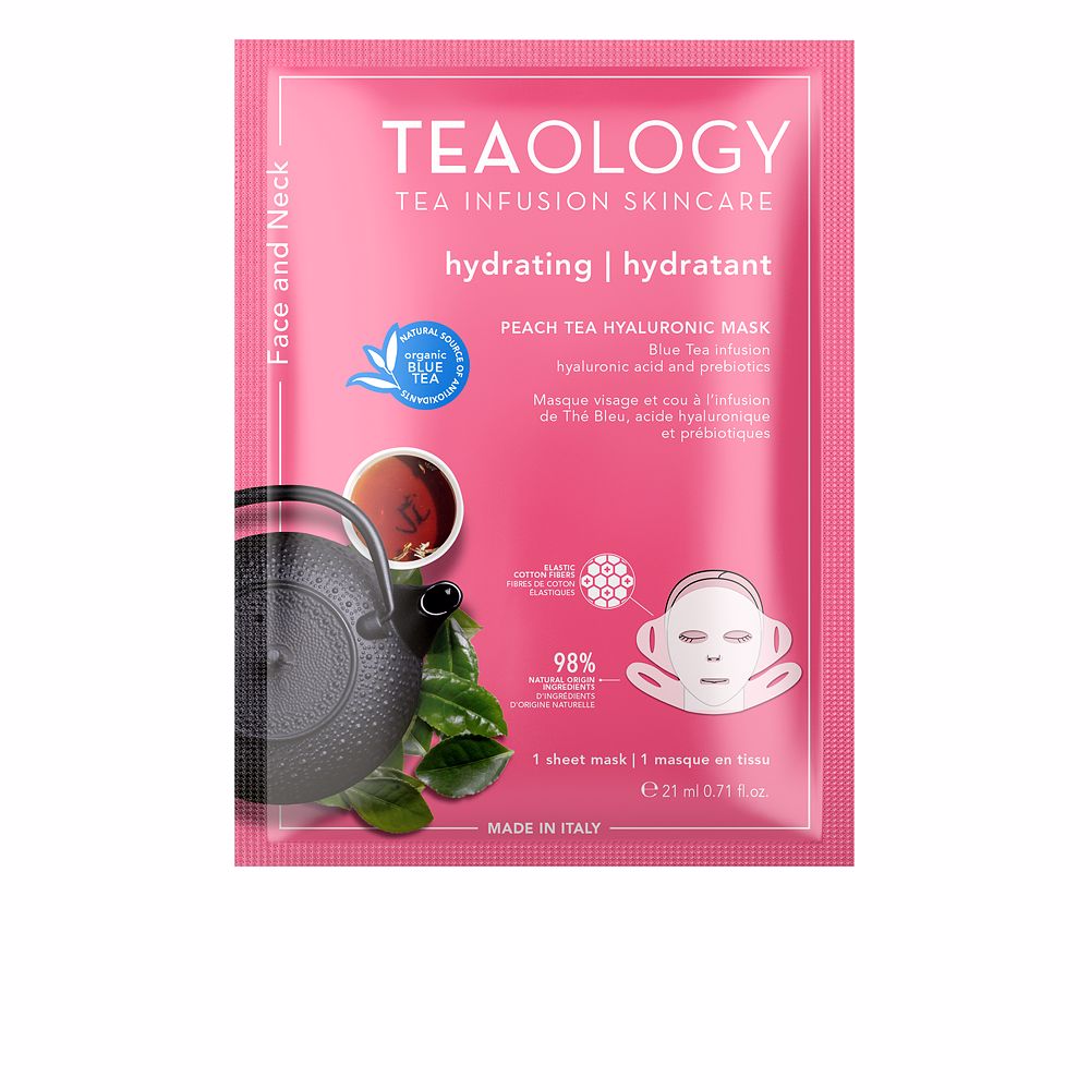 цена Маска для лица Face and neck peach tea hyaluronic mask Teaology, 21 мл