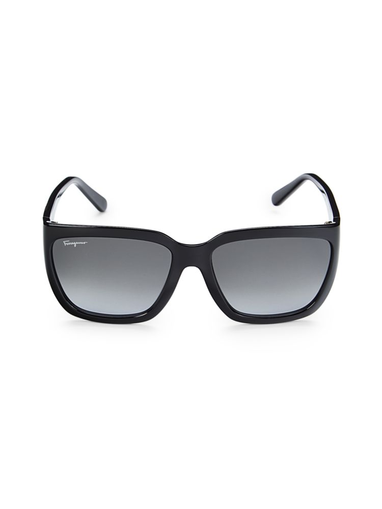 Квадратные солнцезащитные очки 59MM Ferragamo, черный фотографии