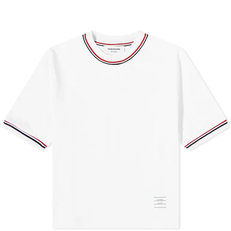 

Футболка Thom Browne Rwb Stripe Mock Neck, белый