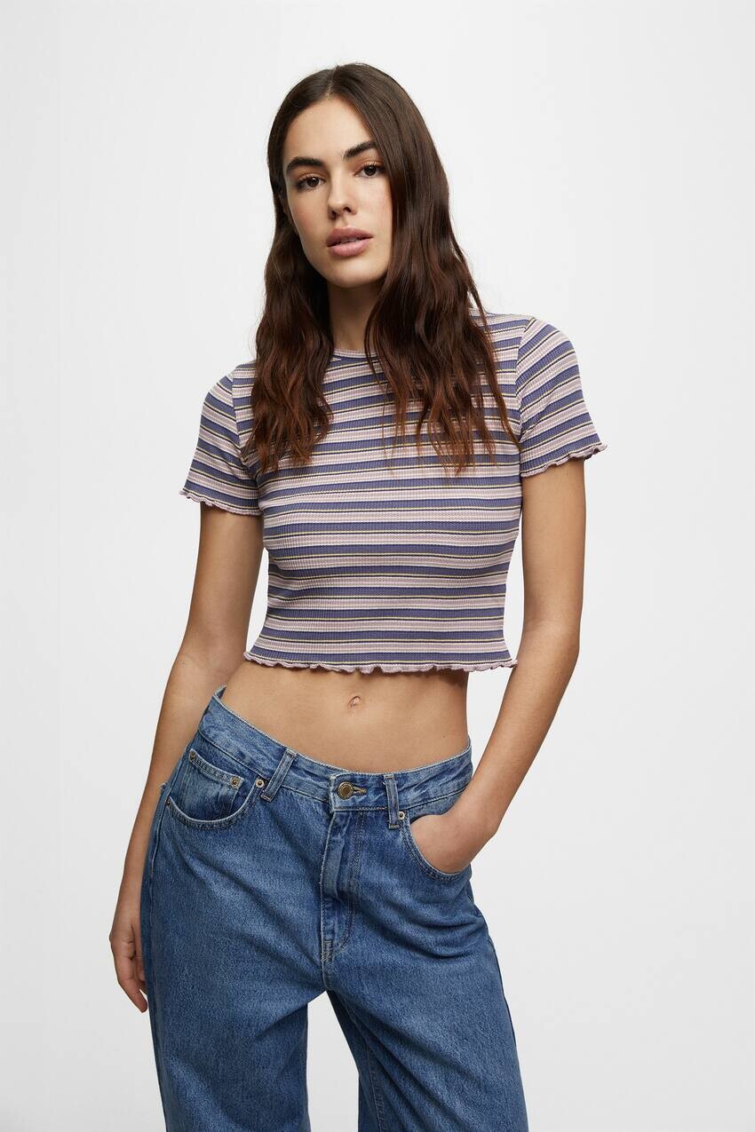 

Полосатая футболка в клетку Pull&Bear, темно-лиловый
