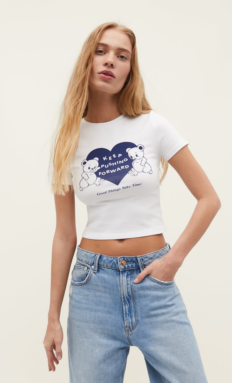 

Футболка с принтом Stradivarius, синий