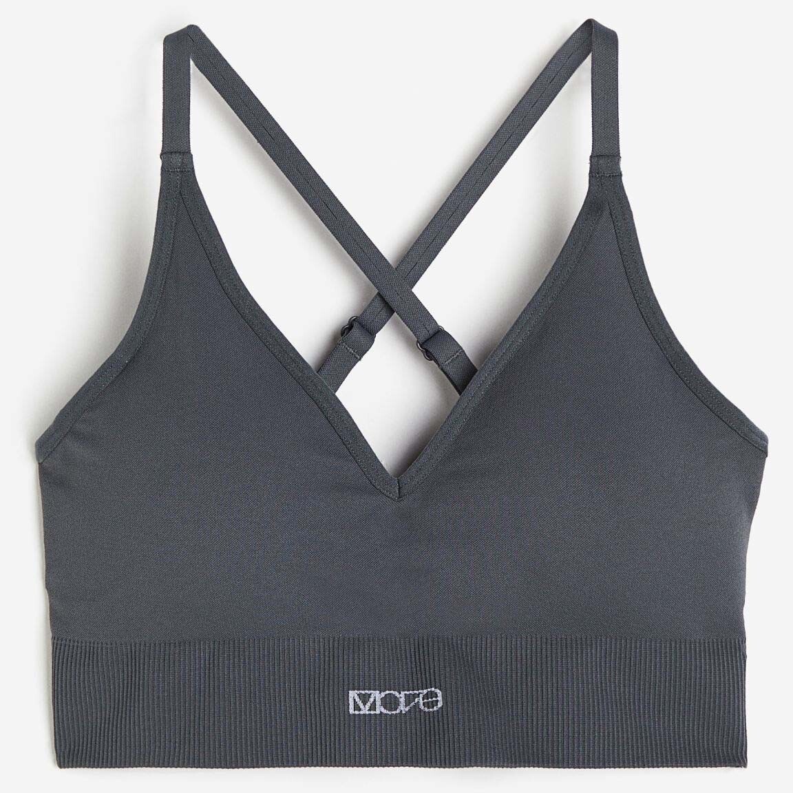 

Спортивный бюстгальтер H&M DryMove Seamless Light Support, темно-серый
