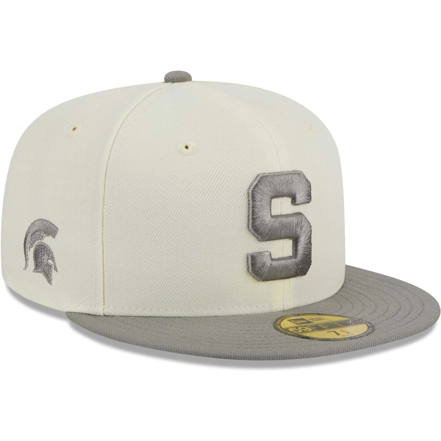 

Мужская облегающая шляпа New Era Stone/серый Michigan State Spartans Chrome & Concrete 59FIFTY