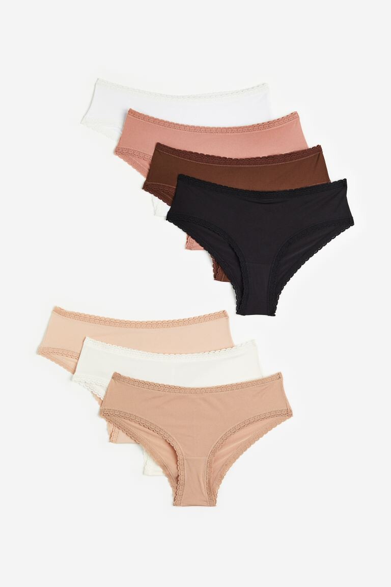 

Набор из 7 хлопковых хипстерских трусов H&M, белый/пыльная роза/коричневый