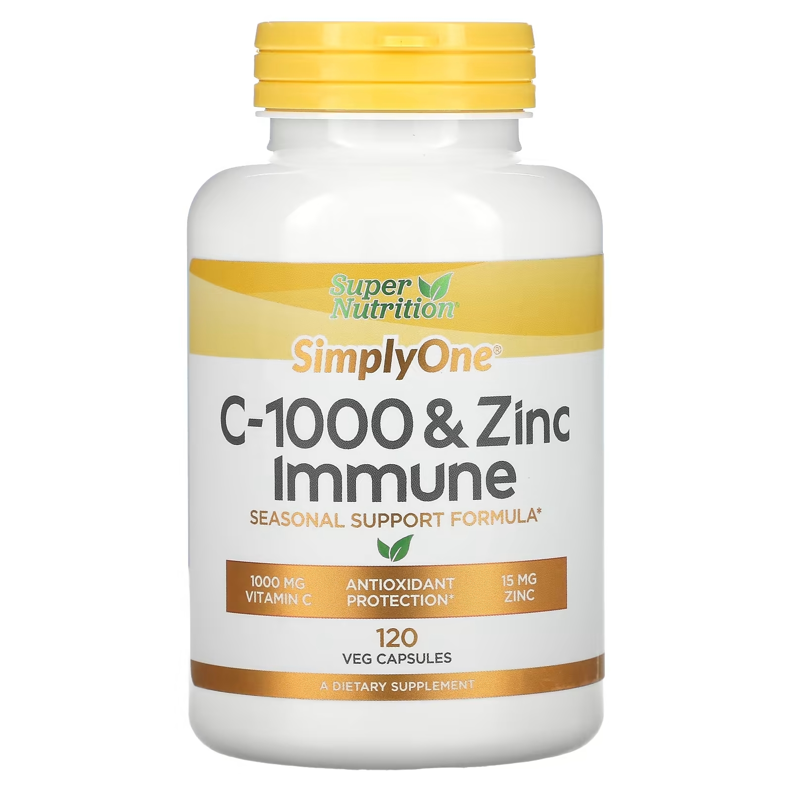 Super Nutrition SimplyOne C-1000 и цинк для иммунитета, 120 вегетарианских капсул