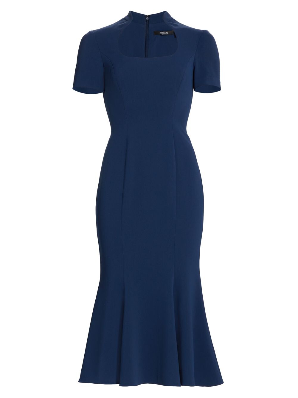 

Платье-миди с короткими рукавами и рыбьим хвостом Badgley Mischka, синий