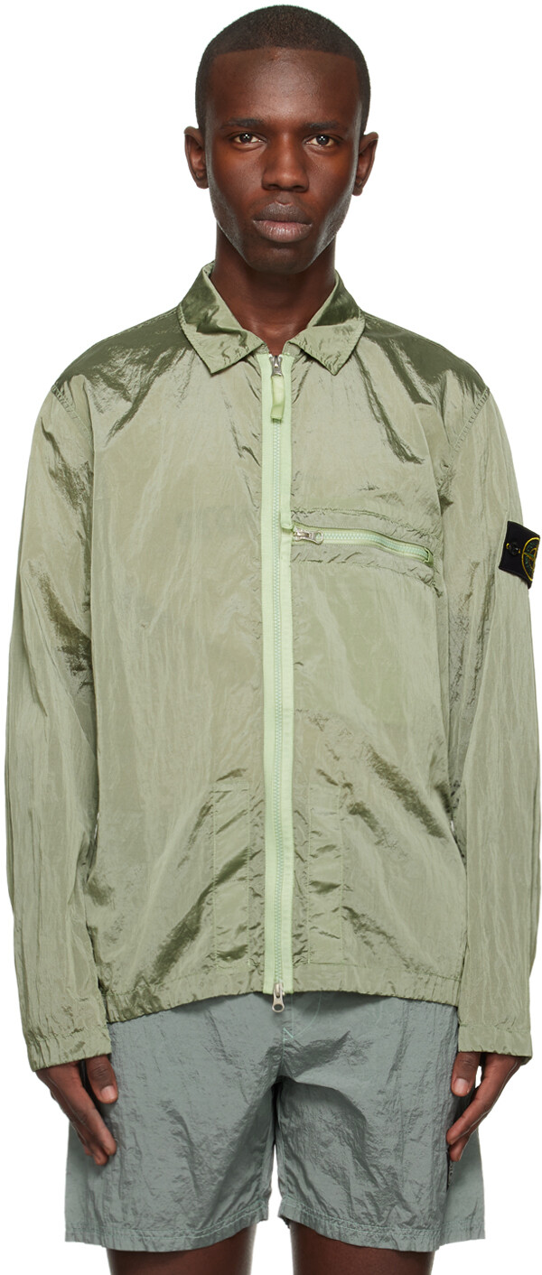 

Зеленая куртка с расклешенным воротником Stone Island