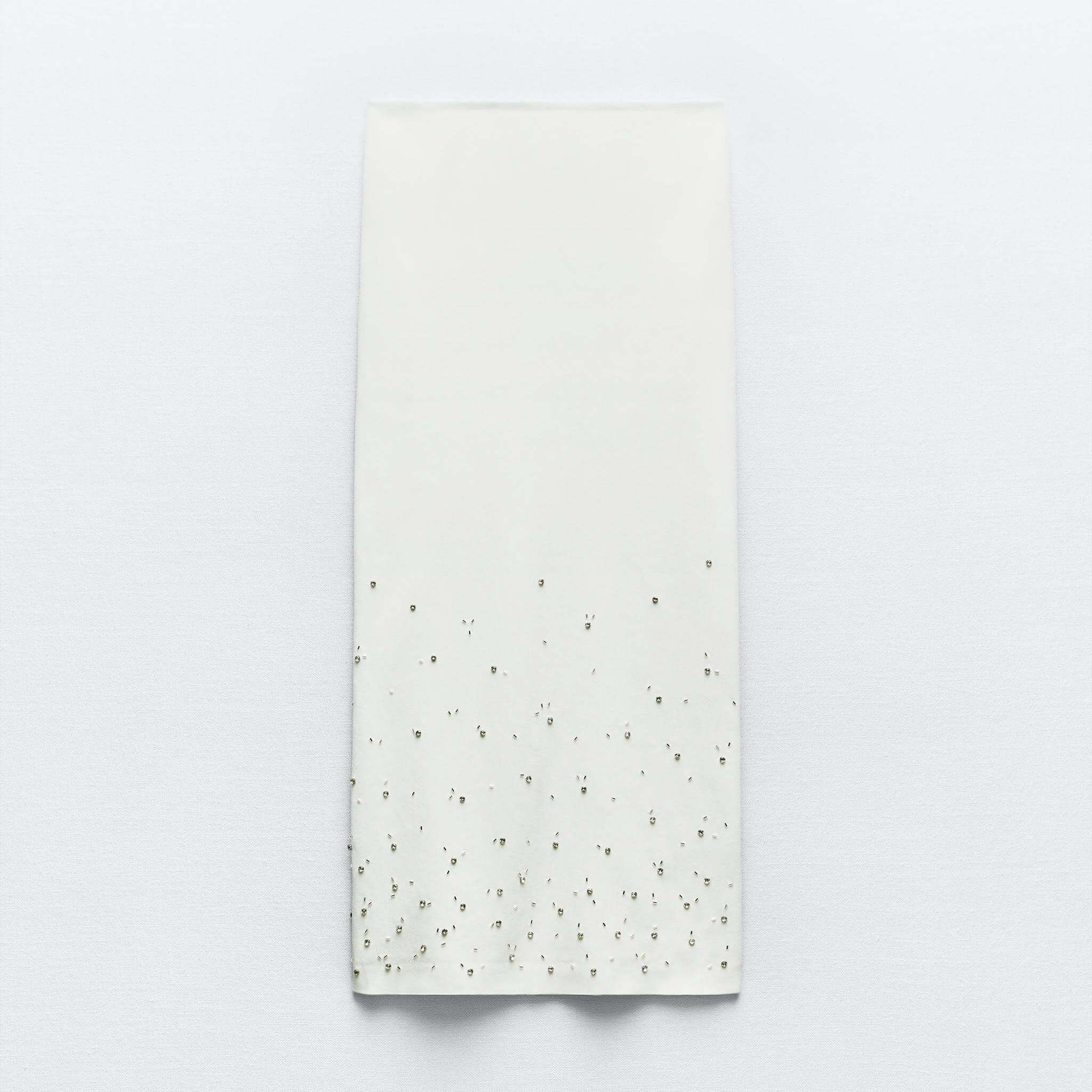 Юбка Zara Beaded Knit Midi Pencil, белый юбка zara sequinned midi pencil серый