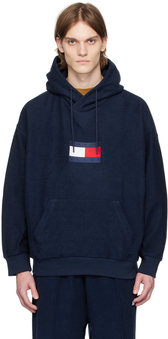 

Худи темно-синего цвета с эффектом потертости Tommy Jeans, Синий