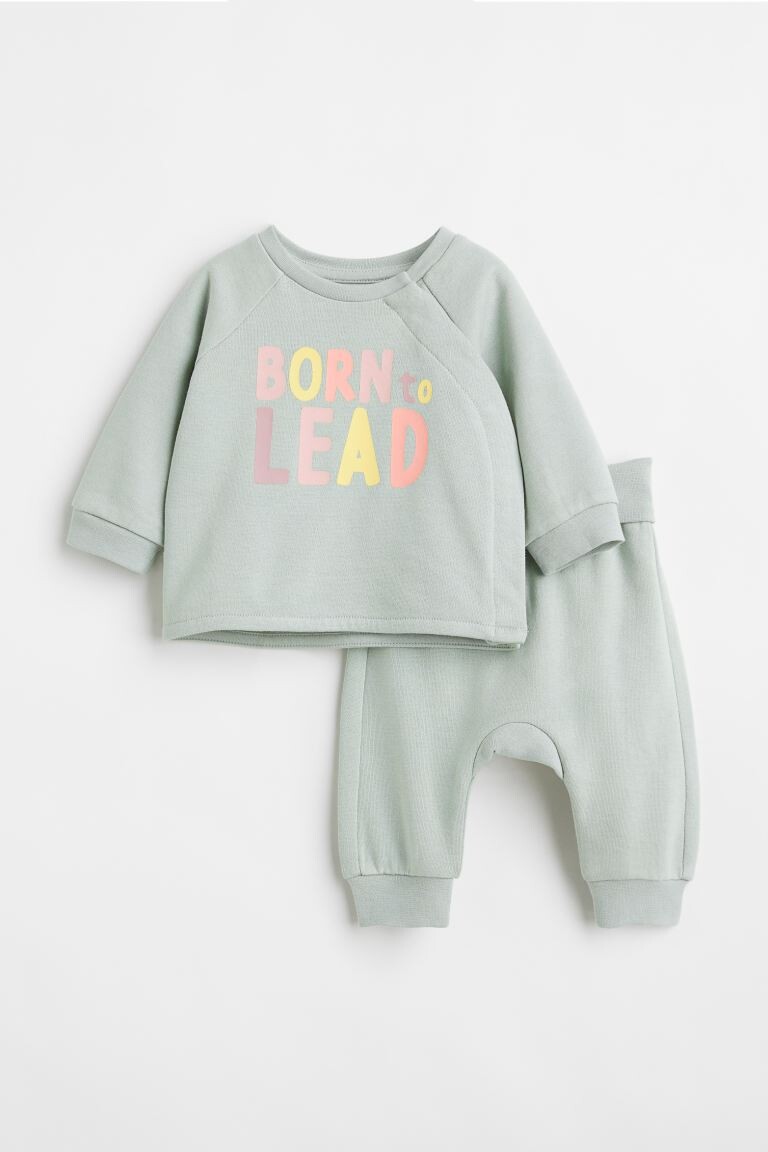 

Комплект из 2 предметов из хлопка H&M, светло-зеленый/рожденный руководить
