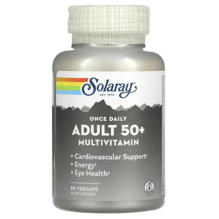 Мультивитамины для взрослых старше 50 лет Once Daily, Adult 50+ Multivitamin, 90 растительных капсул, Solaray solaray once daily мультивитамины с высокой энергией 120 вегетарианских капсул