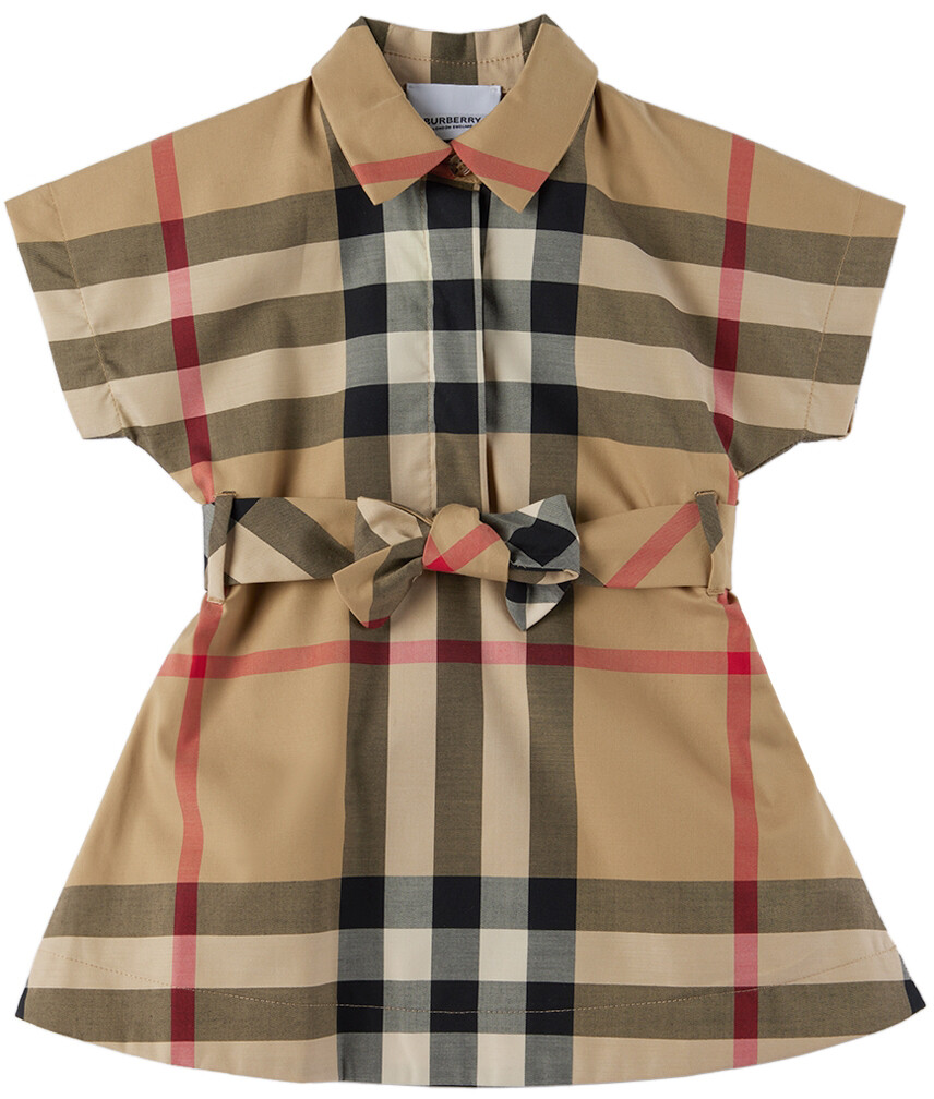 

Бежевое платье в винтажную клетку Baby Baby Burberry