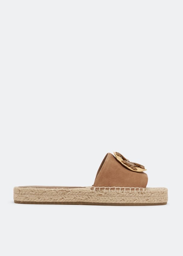 

Сандалии TORY BURCH Woven double T espadrille sandals, коричневый