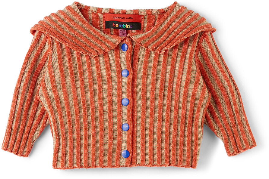 

SSENSE Exclusive Baby Красно-коричневый кардиган Bambino в рубчик Eckhaus Latta