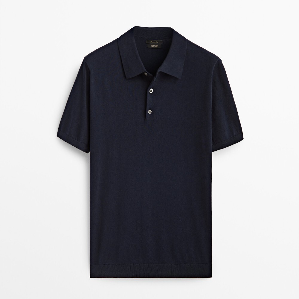 

Свитер Massimo Dutti Short Sleeve Cotton Polo, темно-синий