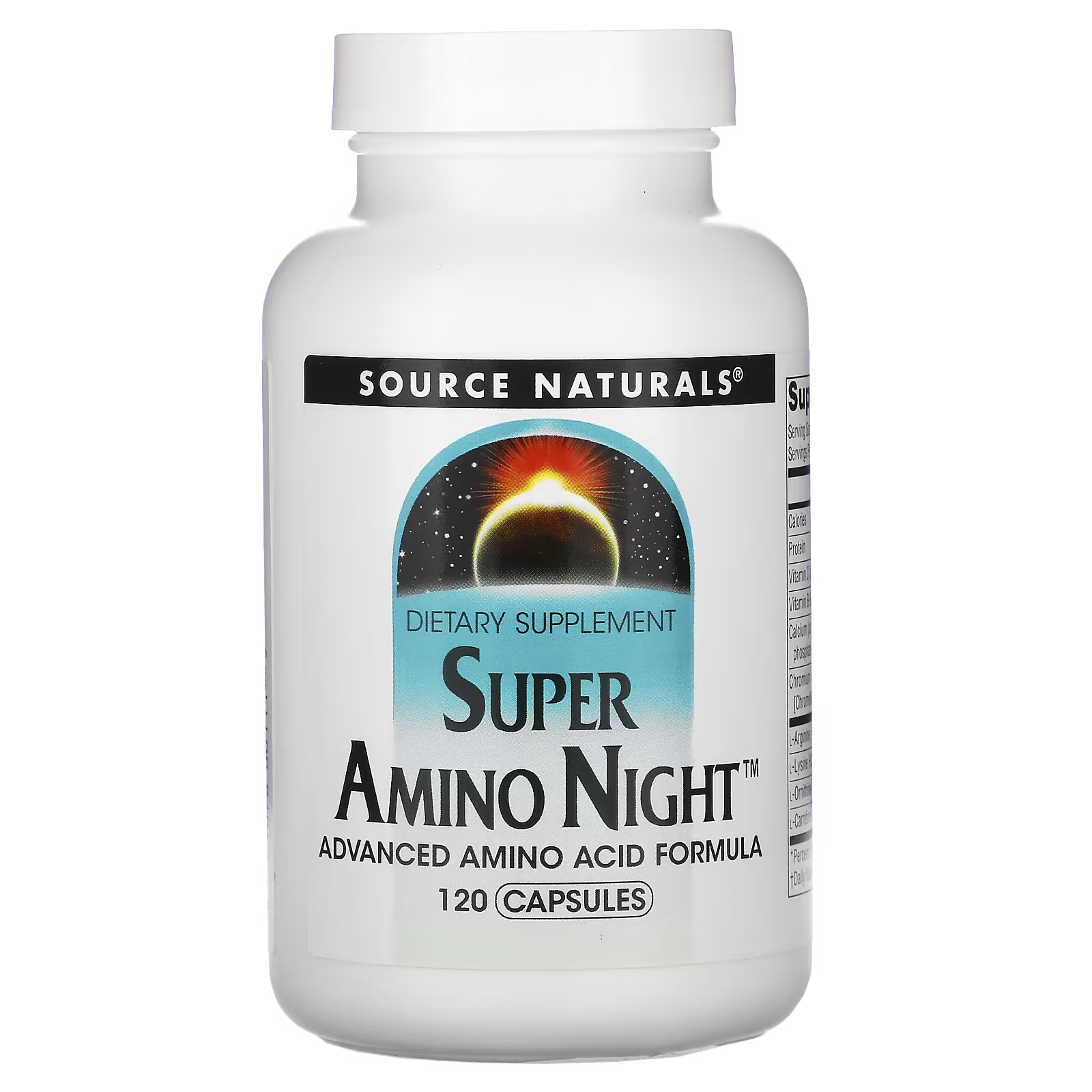 Source Naturals Super Amino Night формула с аминокислотами ночная, 120 капсул