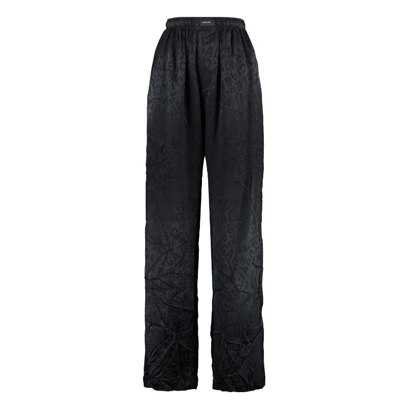

Брюки Balenciaga Printed Silk Pajama, черный
