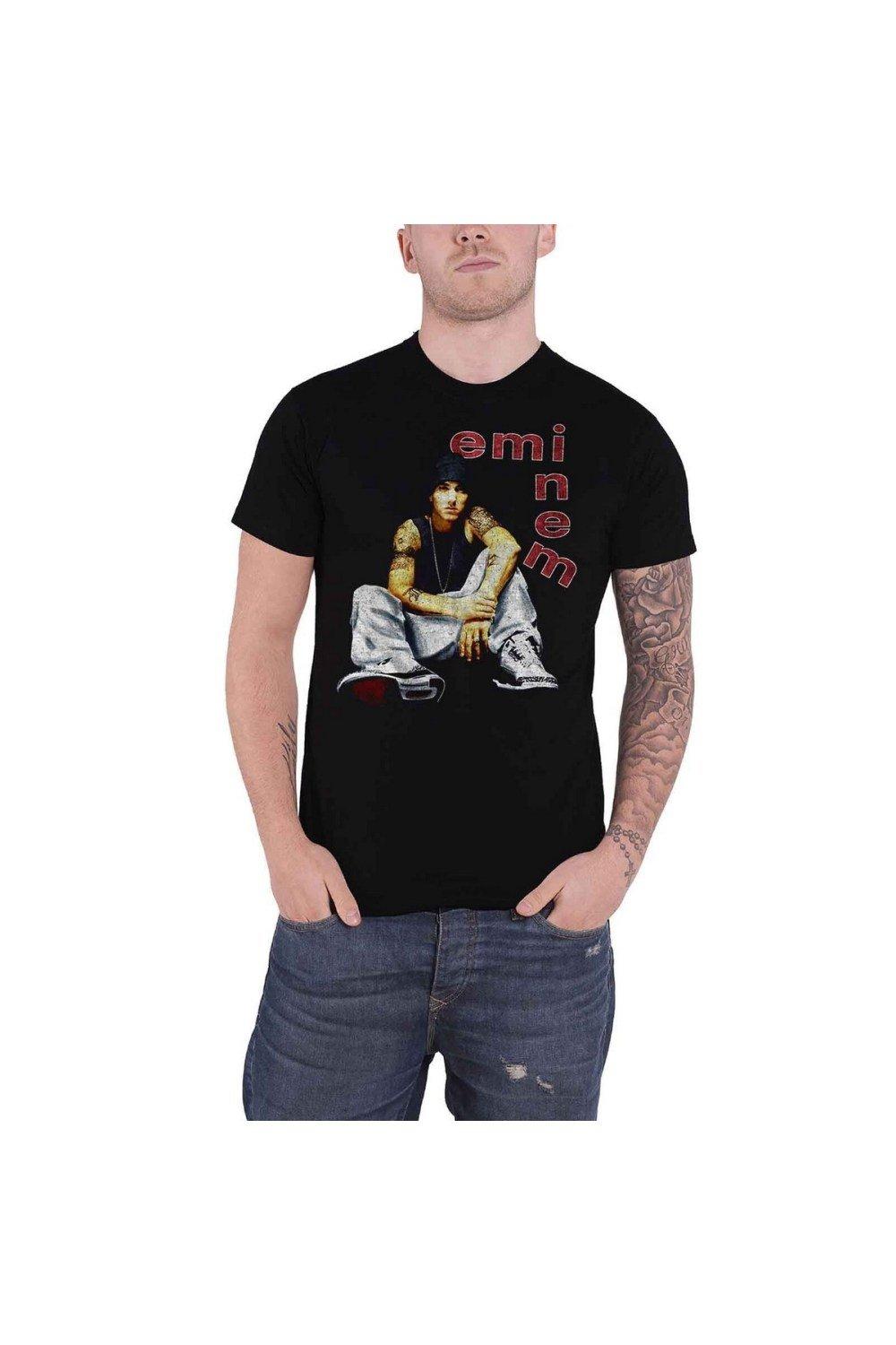 цена Хлопковая футболка с буквами Eminem, черный
