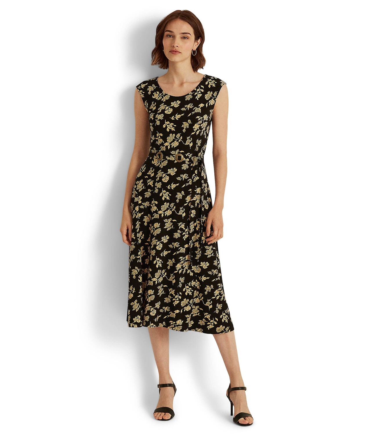 

Платье LAUREN Ralph Lauren, Floral Belted Jersey Cap-Sleeve Dress