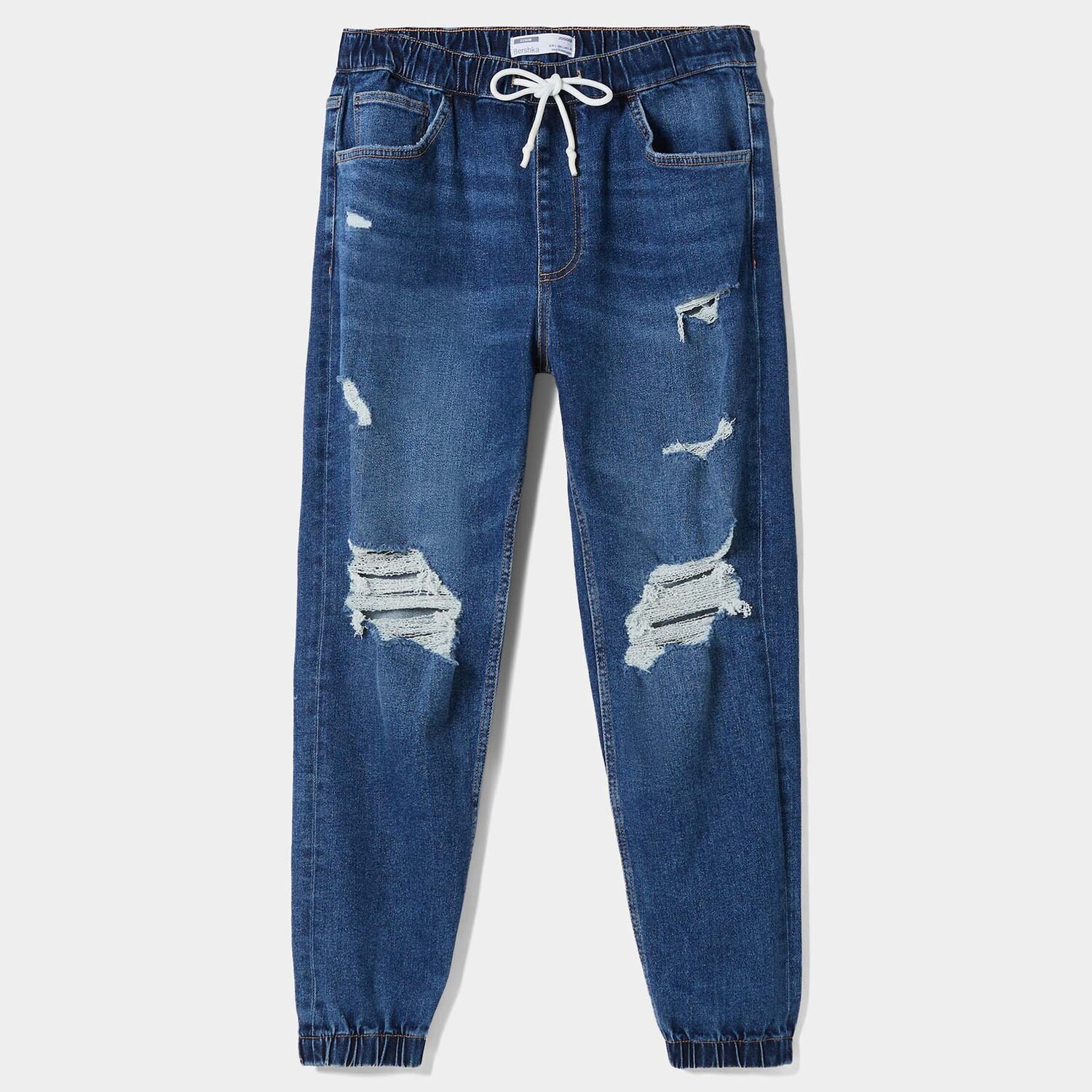 

Джинсы Bershka Ripped Jogger, синий