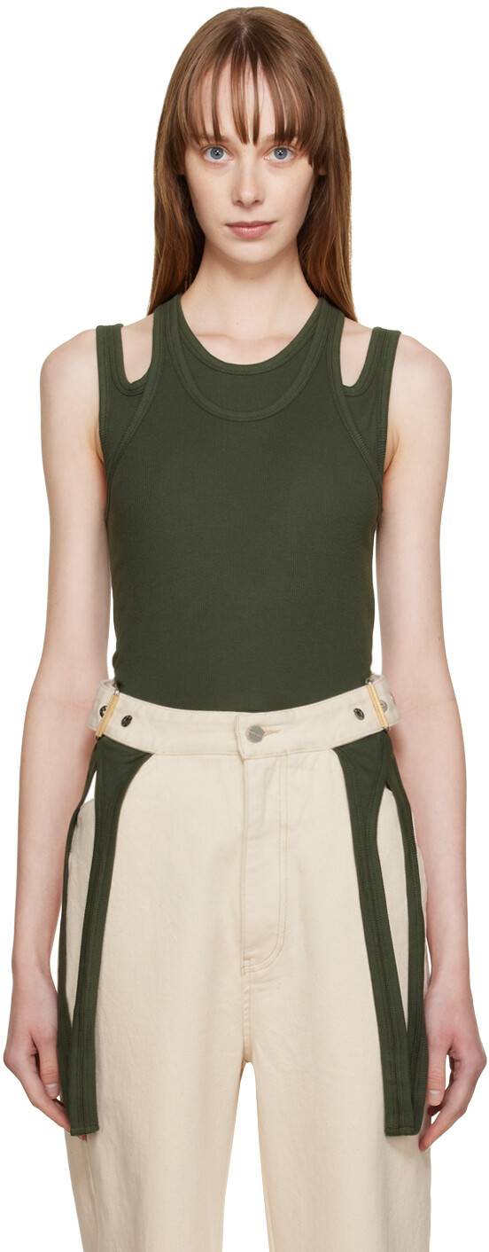 

Зеленая майка с двойным шлейфом Dion Lee