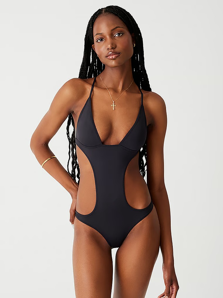 Купальник Frankies Bikinis Cruise Monokini One Piece, черный цена и фото