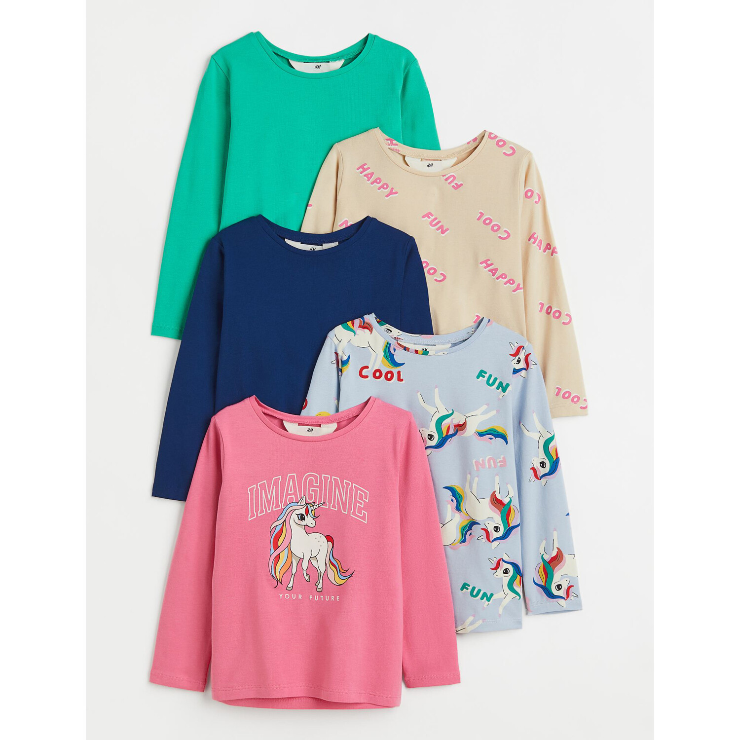 

Комплект из 5 трикотажных топов H&M, темно-синий/розовый