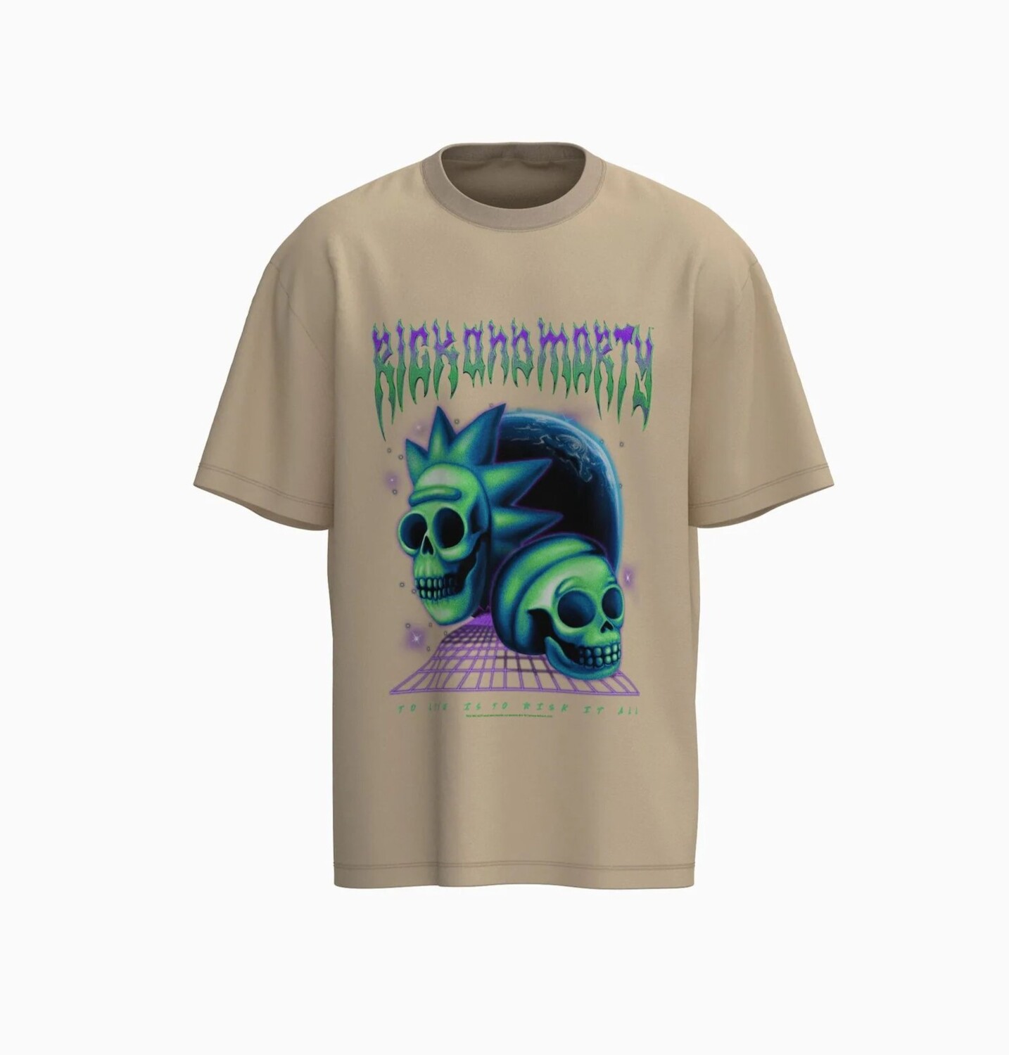 

Футболка Bershka Rick & Morty boxy fit short sleeve, бежевый