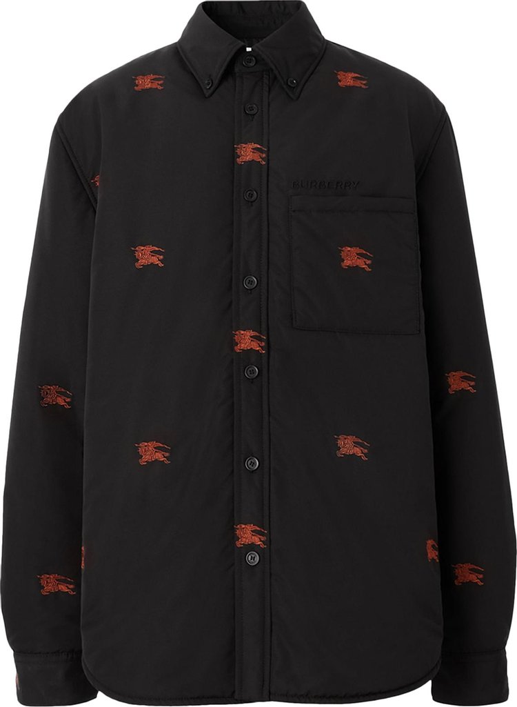 Рубашка Burberry Embroidered EKD Nylon Overshirt 'Black', черный рубашка valentino v logo nylon overshirt черный