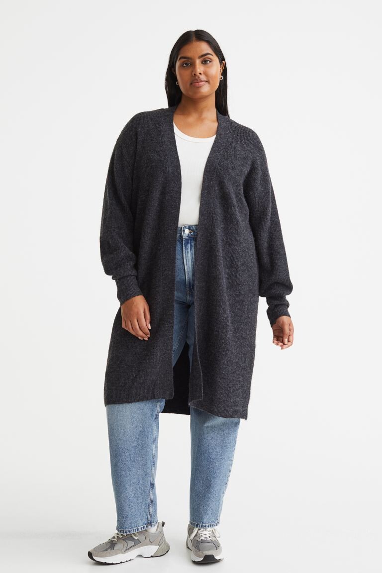 

H&M+ Длинный кардиган, антрацитово-серый