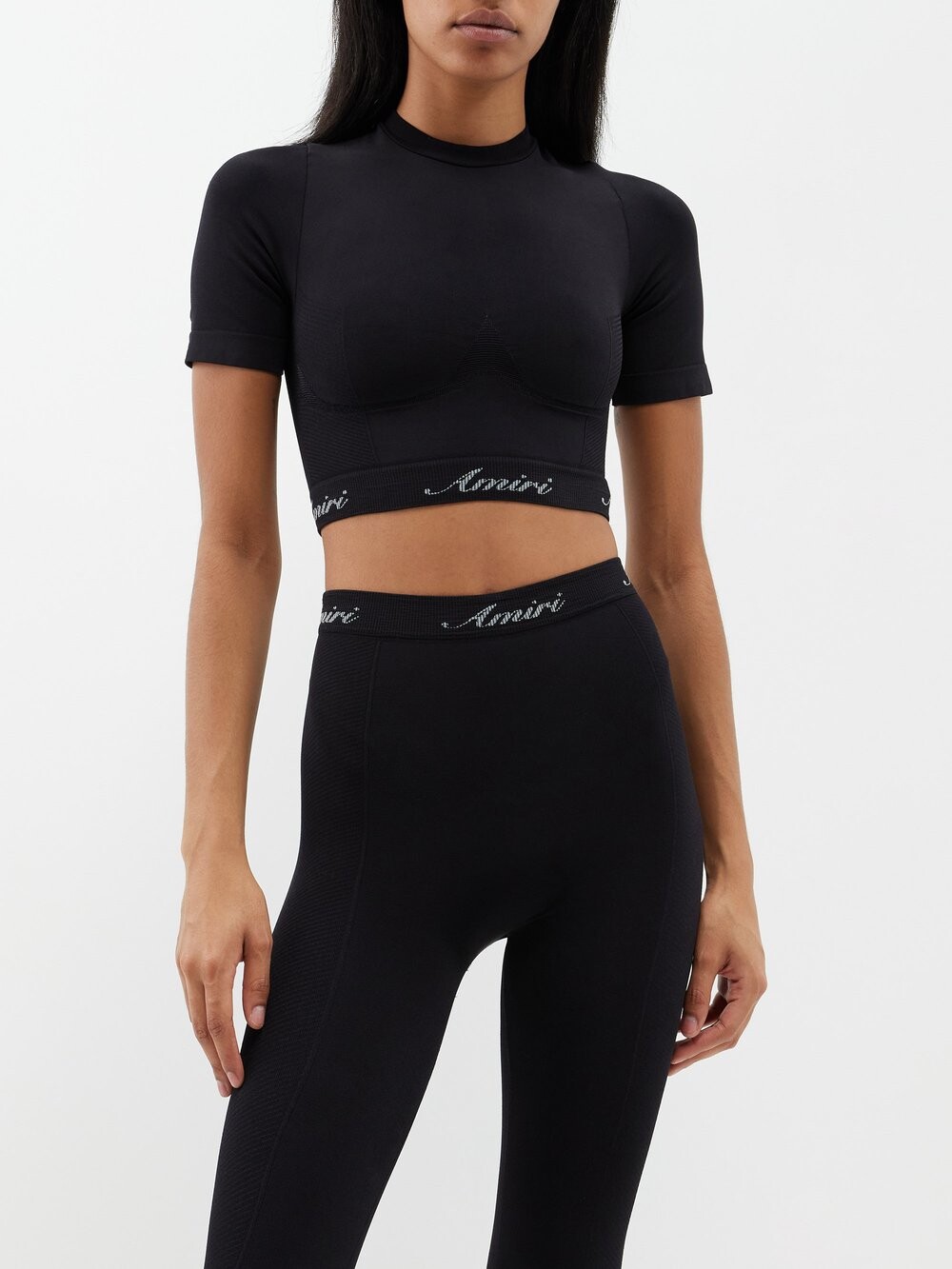 

Жаккардовая футболка с логотипом эластичной вязки Amiri, черный