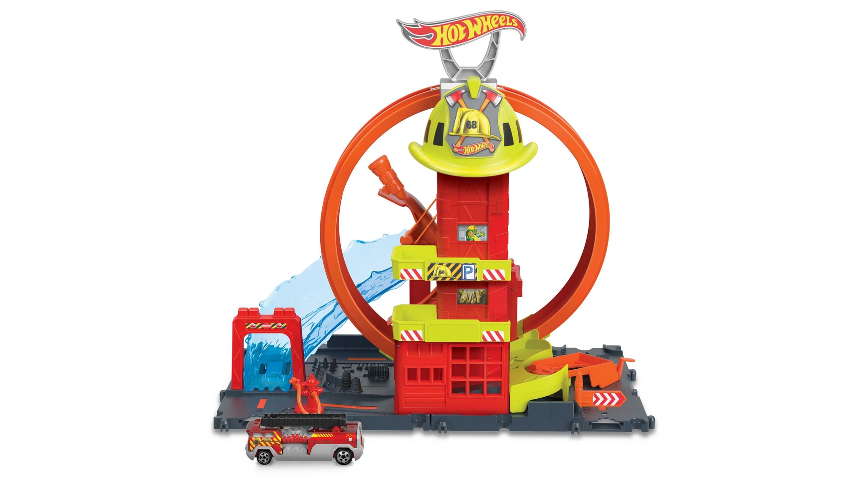 Hot wheels city super looping пожарная станция Mattel busy fire station
