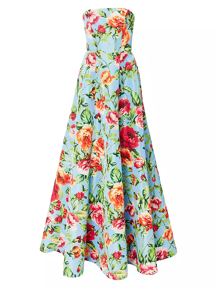 Платье А-силуэта без бретелек с цветочным принтом Carolina Herrera, мультиколор